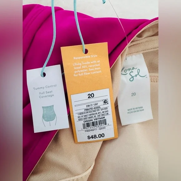 Kona Sol Women Full Coverage Tummy Control One Piece Swimsuit - NWT - Picture 8 of 11